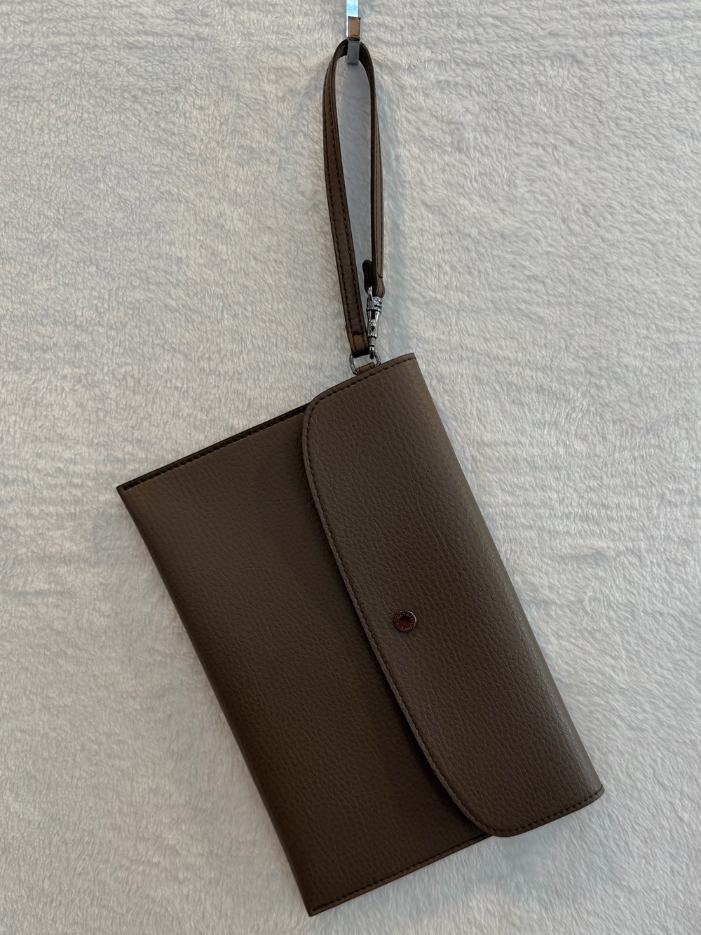 Stella McCartney Like-New Brown Pebbled Vegan Leather Wristlet Clutch